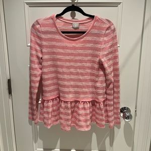 Anthropologie peplum pink striped sweater